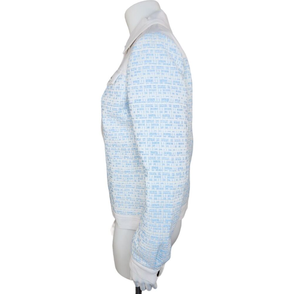 Dennis Basso Mixed Media Faux Leather and Tweed Jacket Light Blue Size 2‎ - Picture 6 of 16